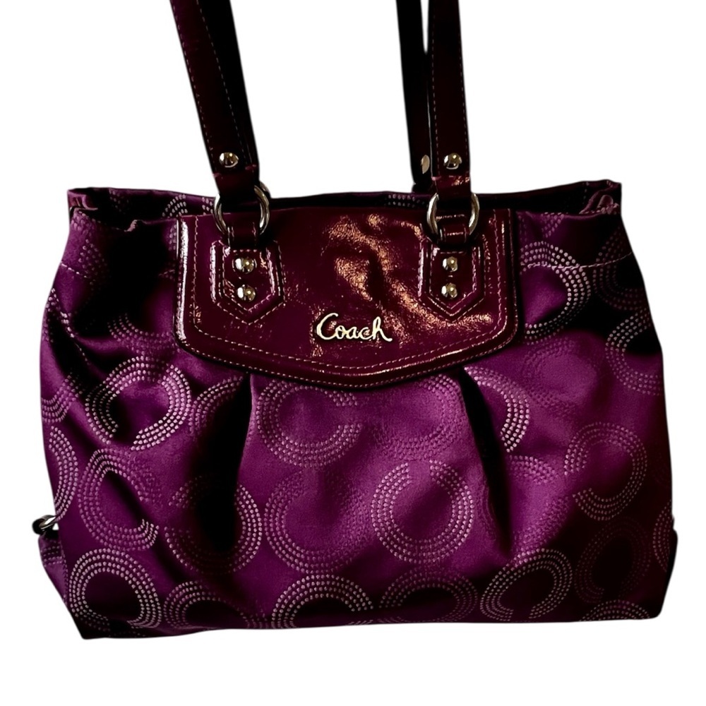 NWOT Coach Ashley Y2k signature purple dotted Op Art shoulder bag purse
